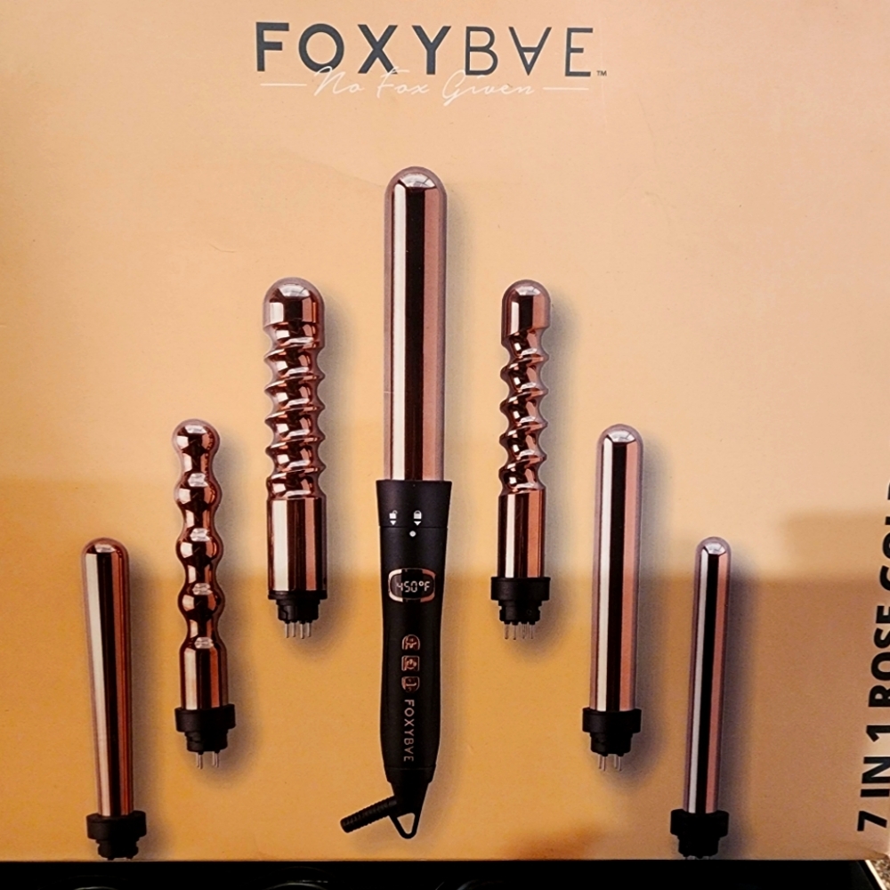 FOXYBAE 7 in 1 ROSE GOLD CURLING WAND SET